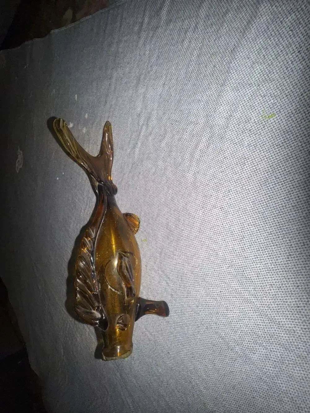 Mid-Century Empoli Italian Amber Art Glass Fish Decanter